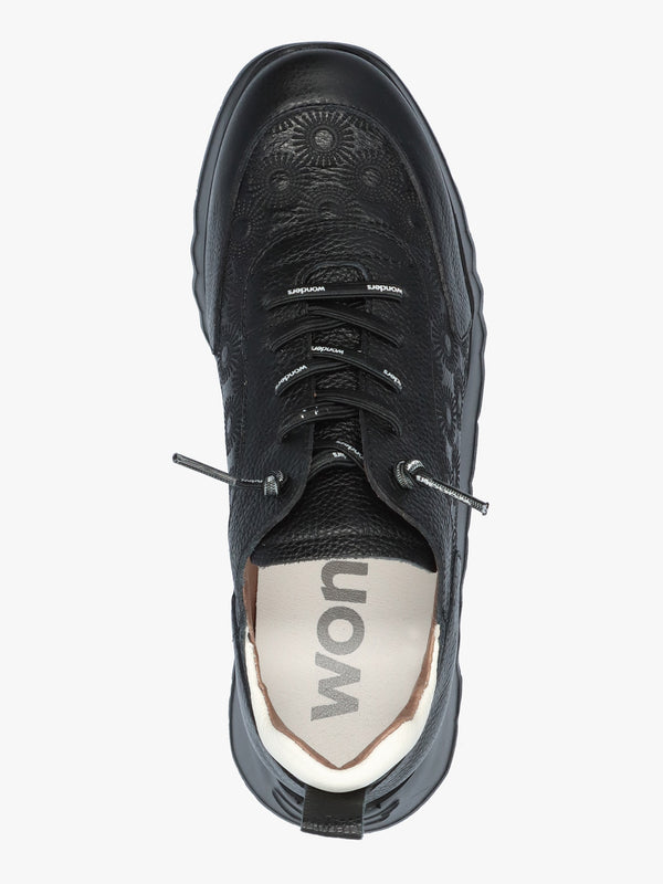 Eleven Black Leather Wedge Trainers