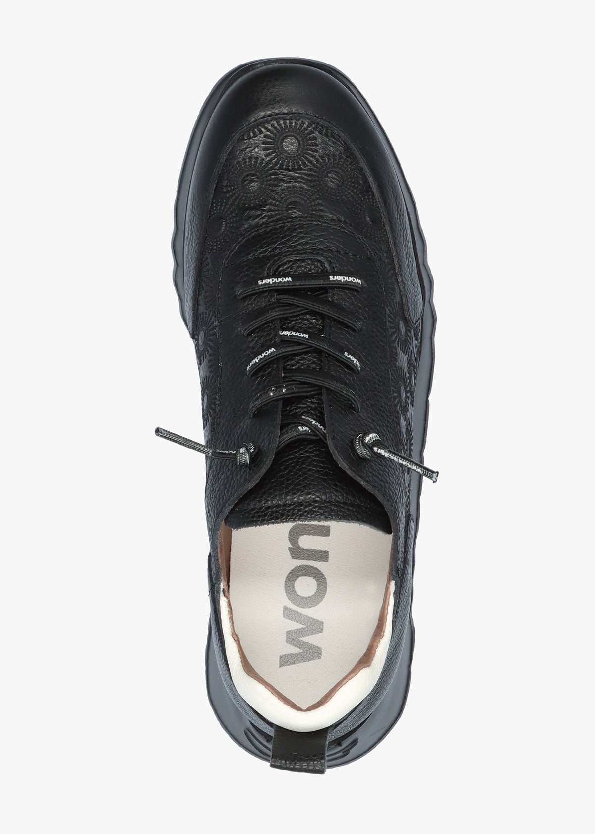 Eleven Black Leather Wedge Trainers