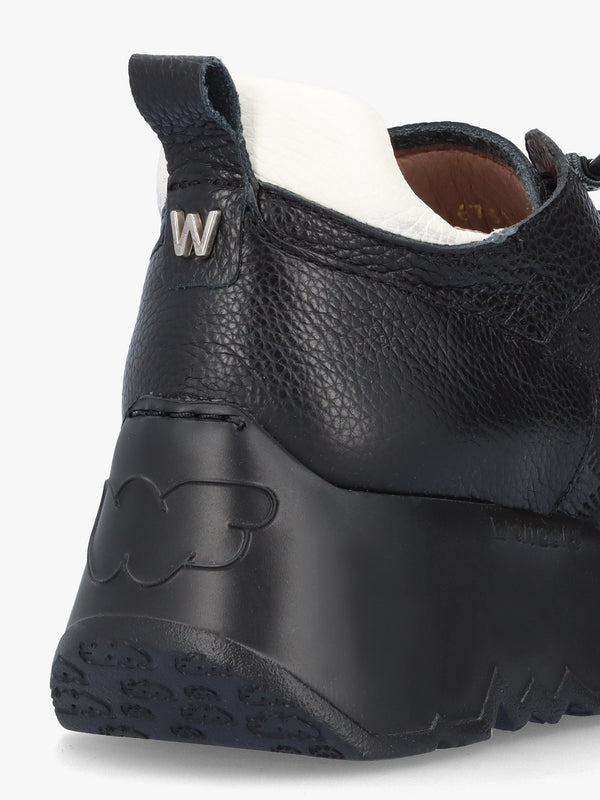 Eleven Black Leather Wedge Trainers