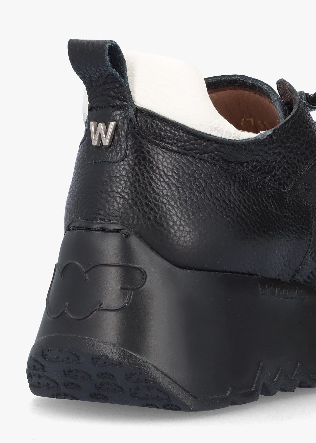 Eleven Black Leather Wedge Trainers