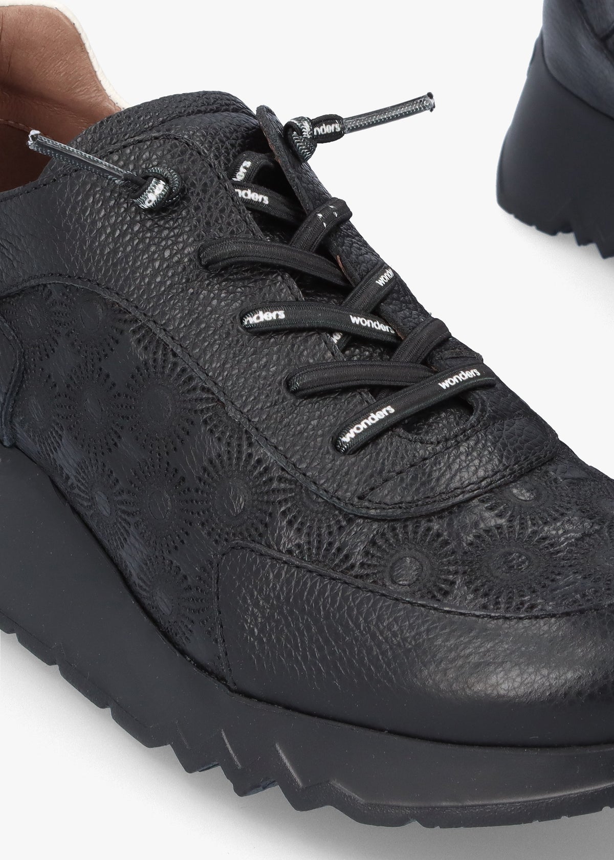 Eleven Black Leather Wedge Trainers