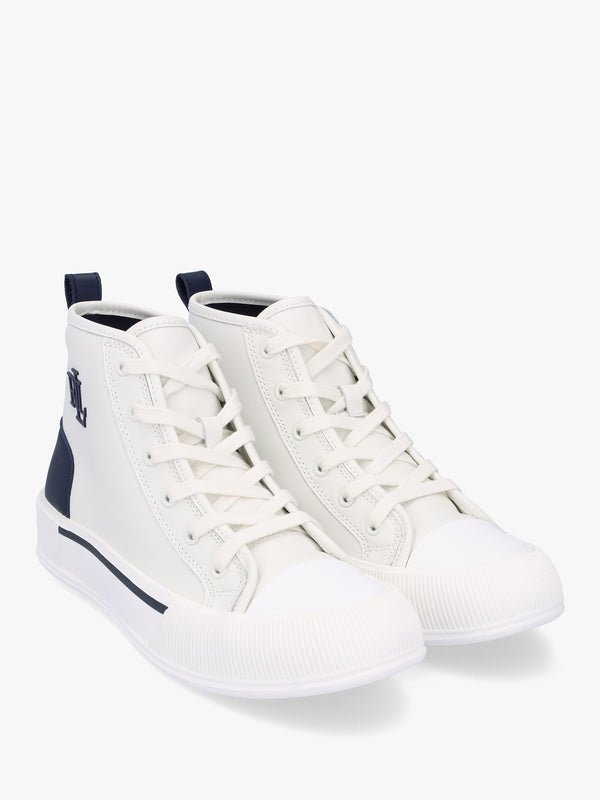 Dakota Logo White Leather High Top Trainers