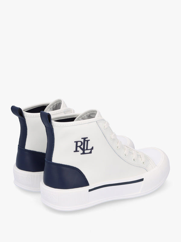 Dakota Logo White Leather High Top Trainers