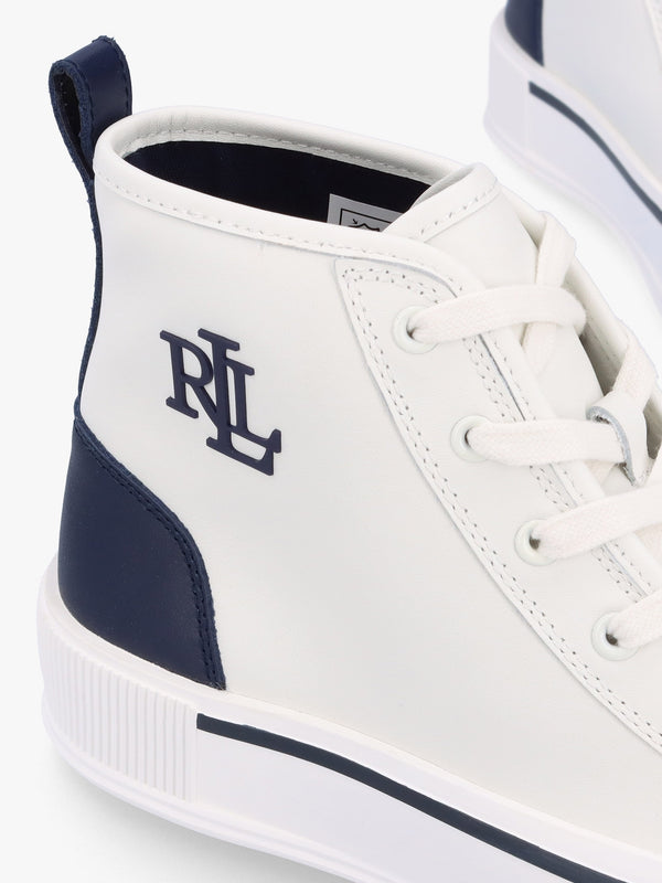 Dakota Logo White Leather High Top Trainers