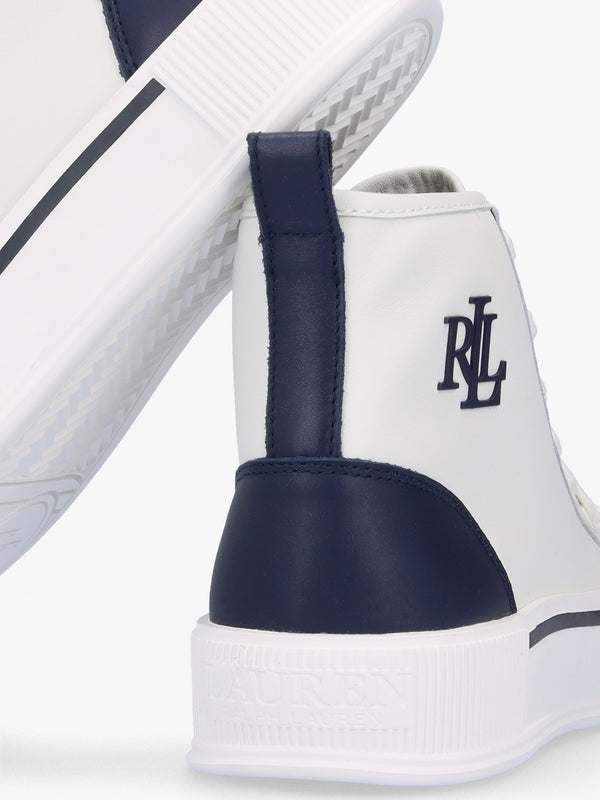 Dakota Logo White Leather High Top Trainers