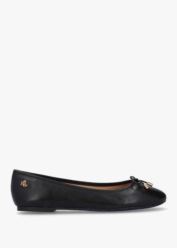 Jayna Black Leather Ballet Pumps