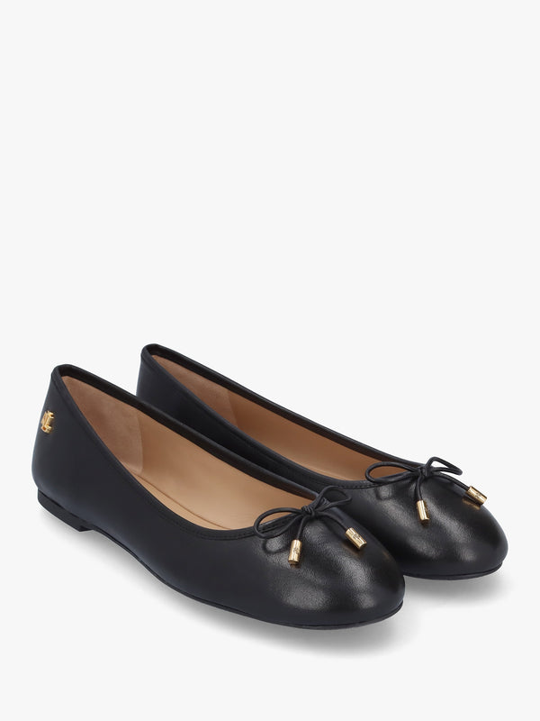 Jayna Black Leather Ballet Pumps