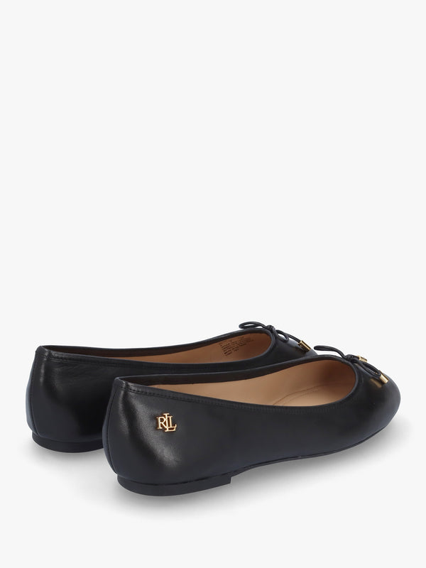 Jayna Black Leather Ballet Pumps