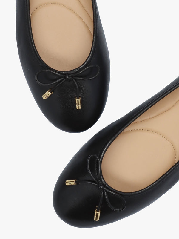 Jayna Black Leather Ballet Pumps