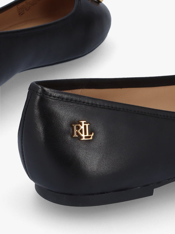 Jayna Black Leather Ballet Pumps