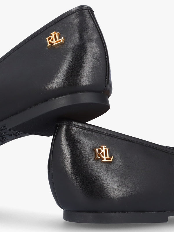 Jayna Black Leather Ballet Pumps