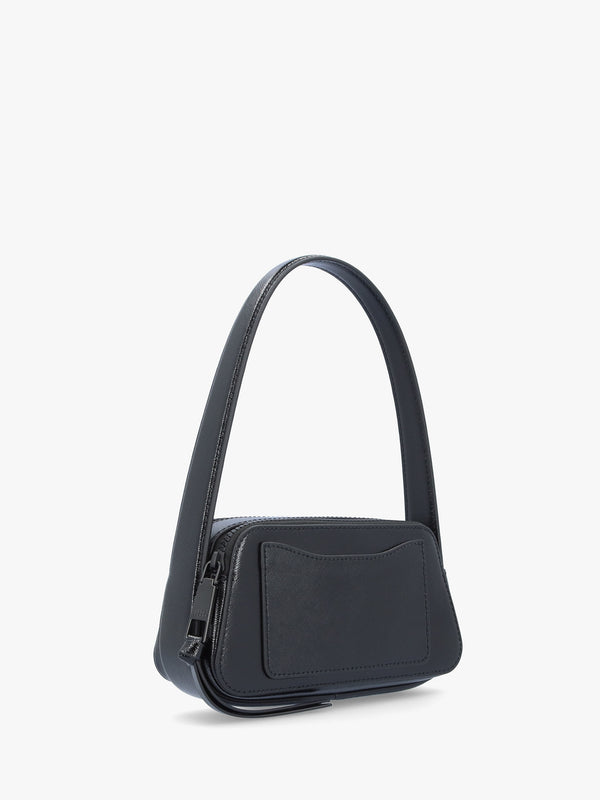 The Slingshot Black Leather Shoulder Bag