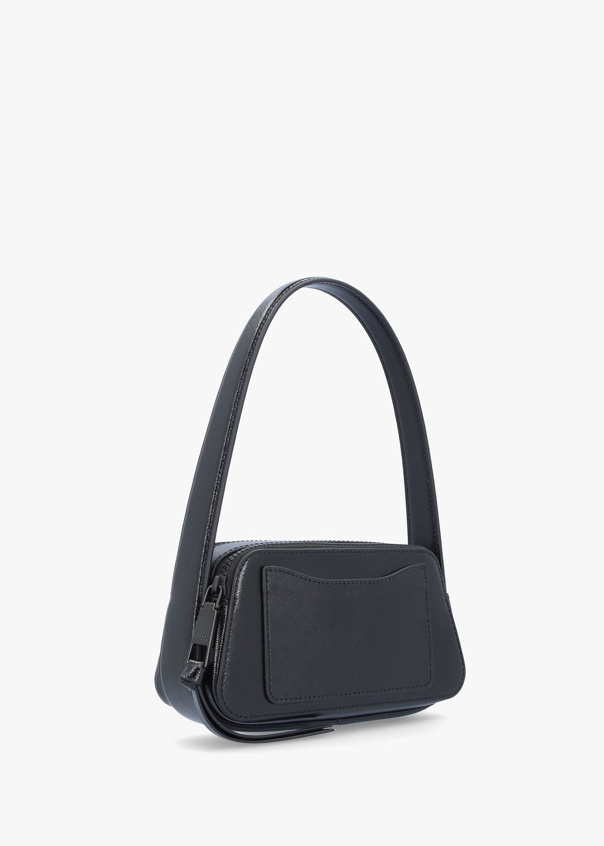The Slingshot Black Leather Shoulder Bag