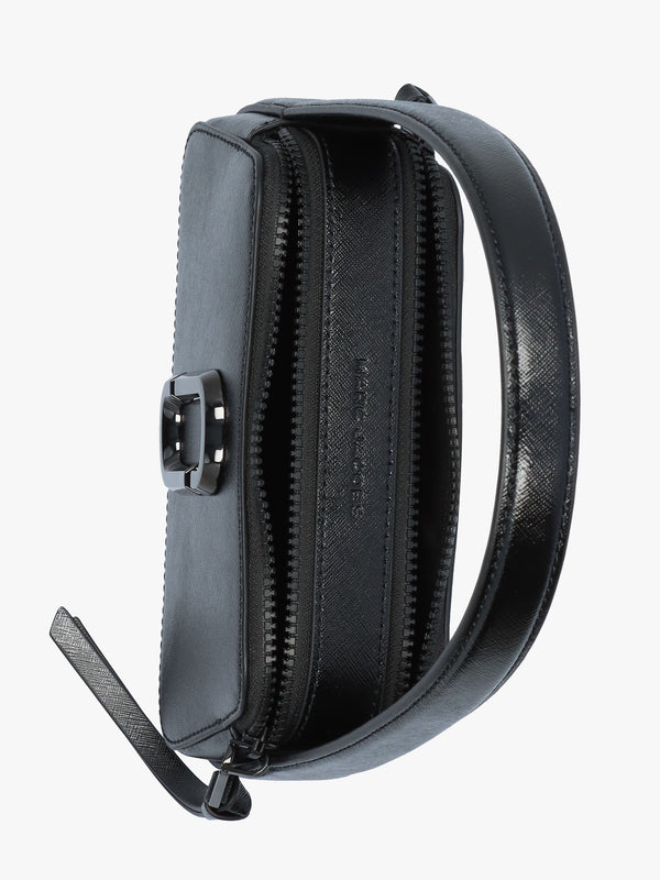 The Slingshot Black Leather Shoulder Bag