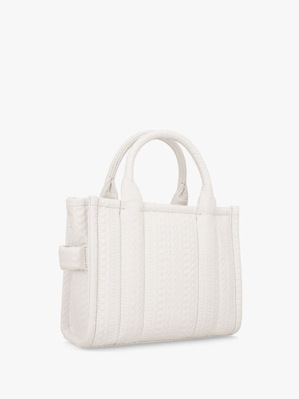 The Monogram Leather Small White Tote Bag