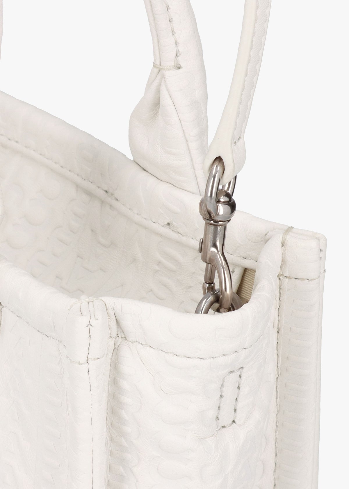 The Monogram Leather Small White Tote Bag