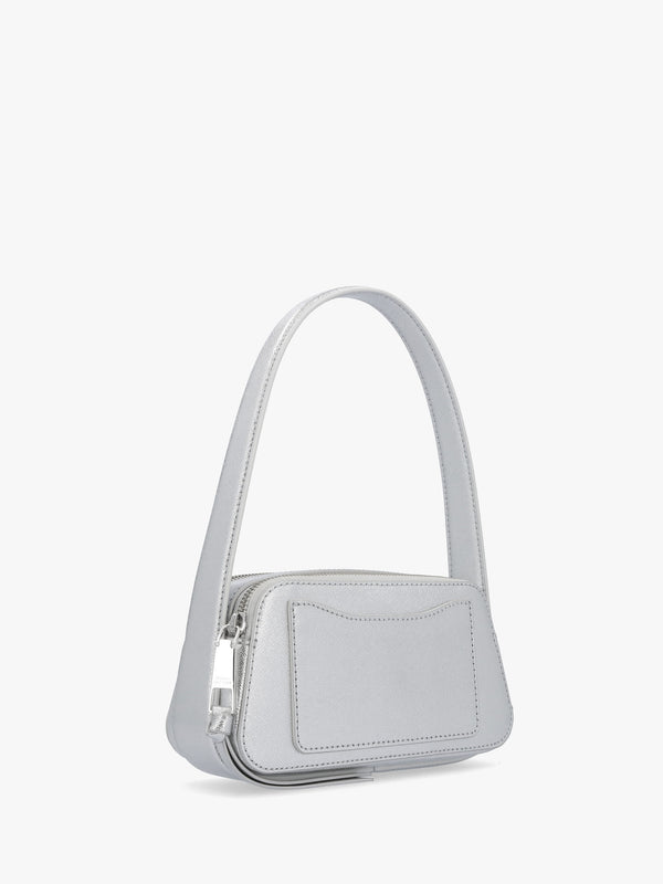 The Metallic Slingshot Silver Leather Shoulder Bag