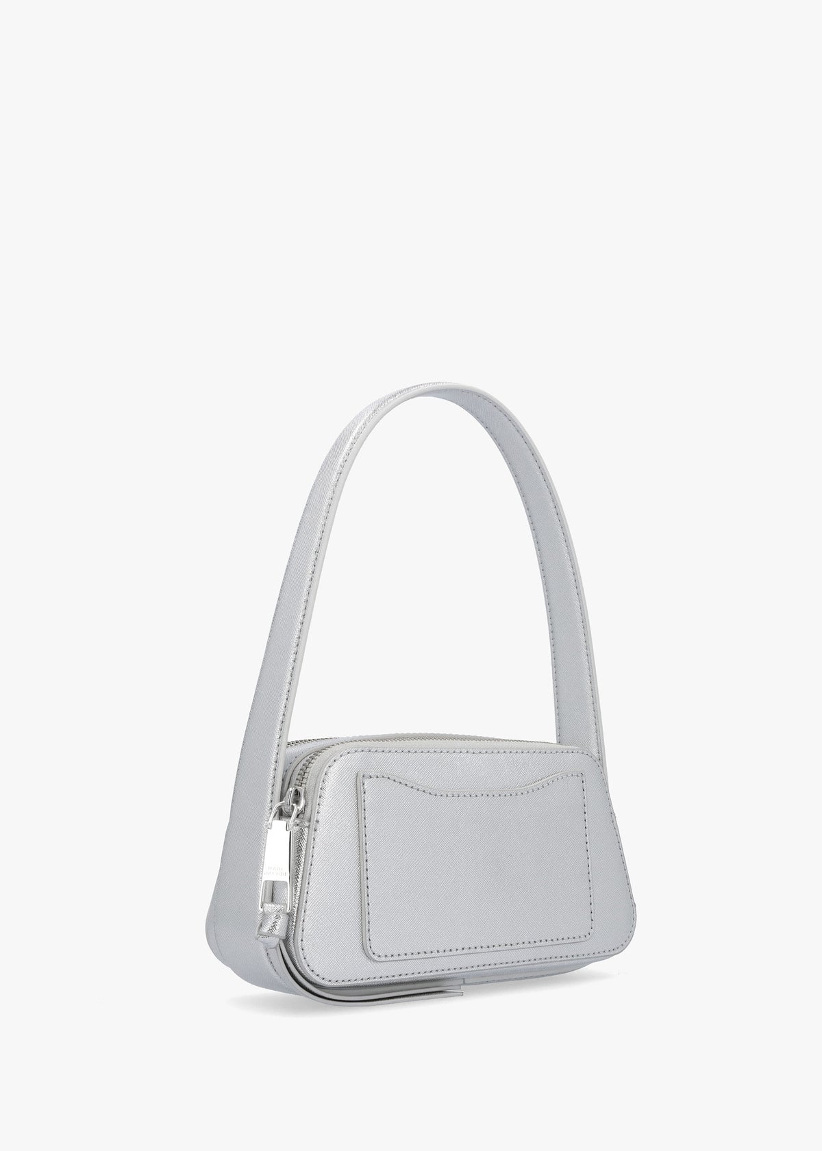 The Metallic Slingshot Silver Leather Shoulder Bag