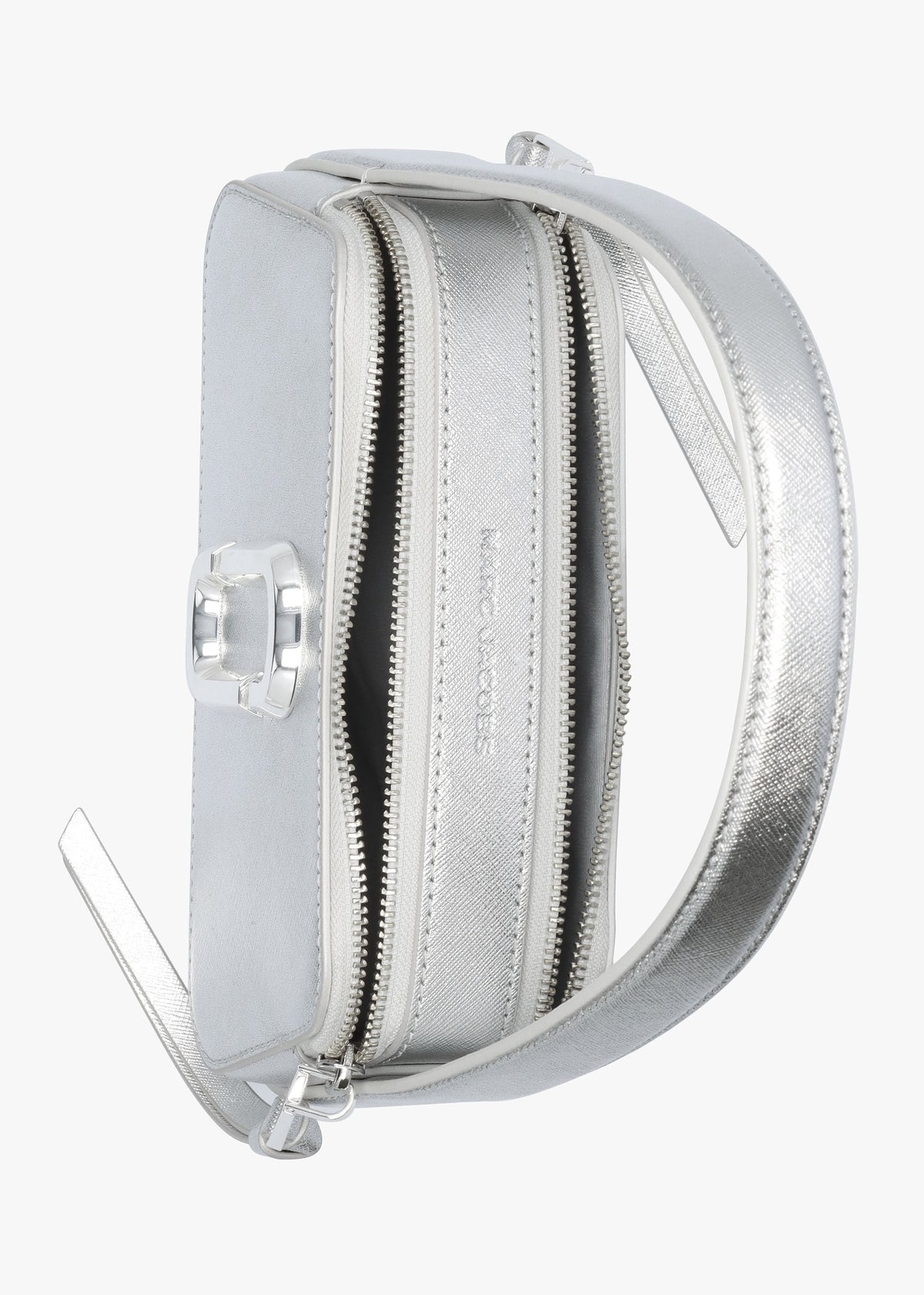 The Metallic Slingshot Silver Leather Shoulder Bag
