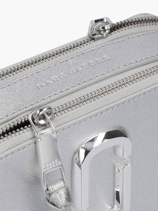 The Metallic Slingshot Silver Leather Shoulder Bag