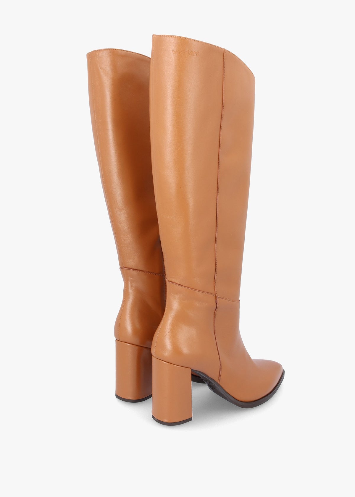 Eric Camel Leather Block Heel Knee Boots
