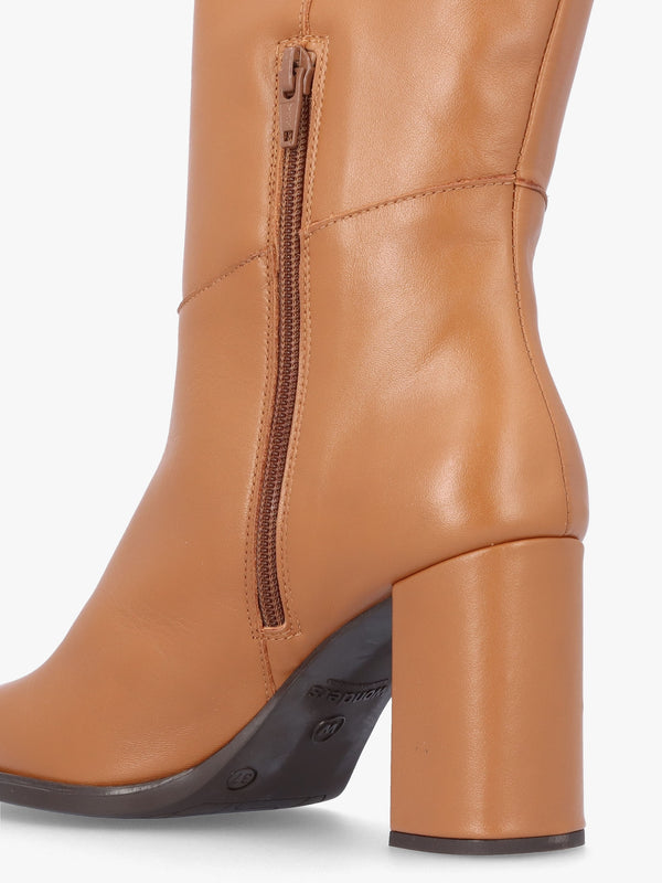 Eric Camel Leather Block Heel Knee Boots