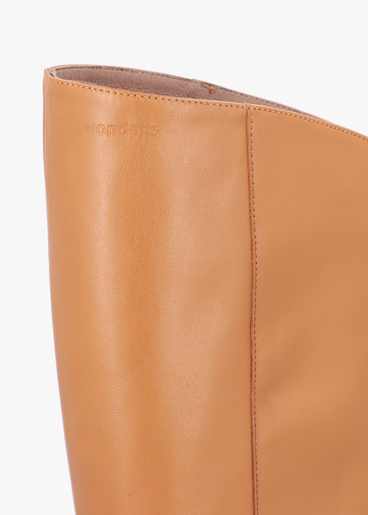 Eric Camel Leather Block Heel Knee Boots