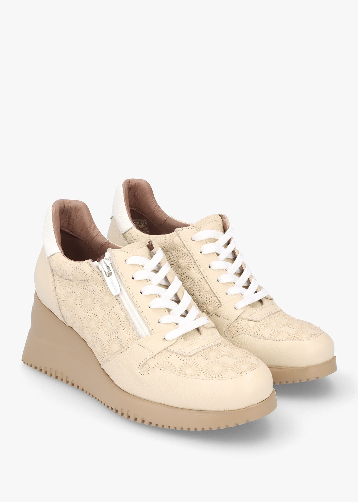 Rainbow Beige Leather Wedge Trainers
