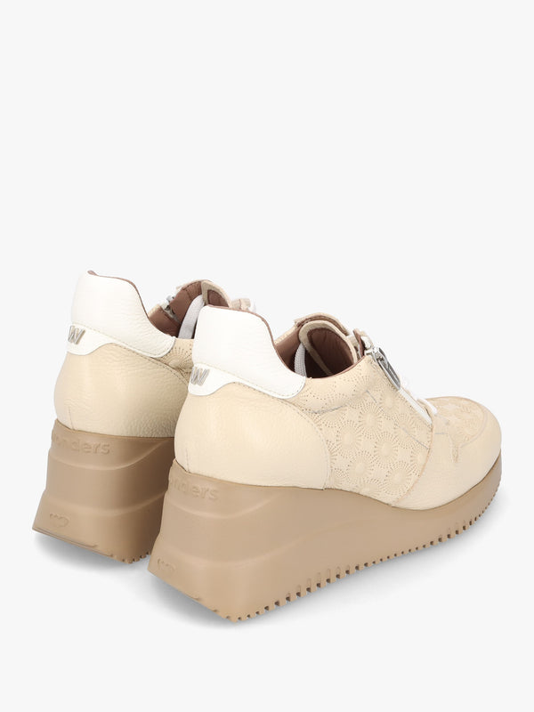 Rainbow Beige Leather Wedge Trainers