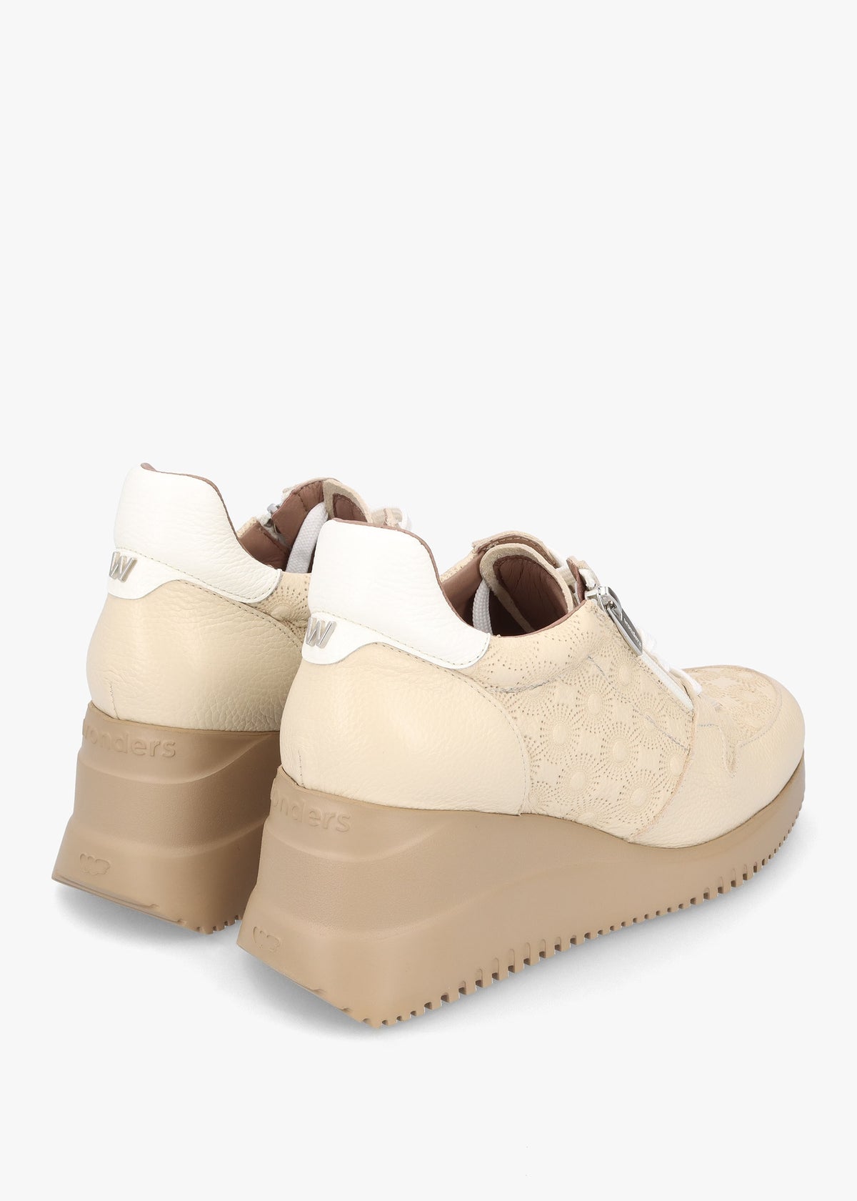 Rainbow Beige Leather Wedge Trainers