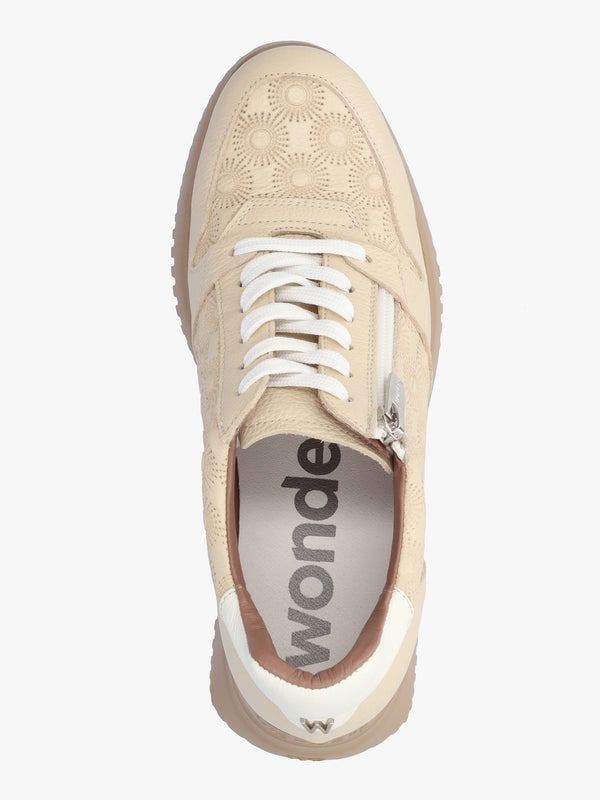 Rainbow Beige Leather Wedge Trainers