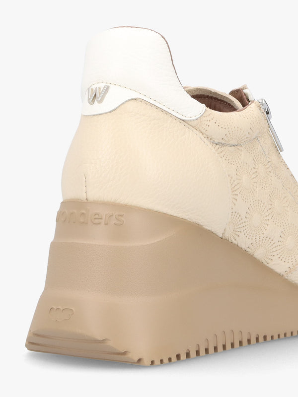 Rainbow Beige Leather Wedge Trainers