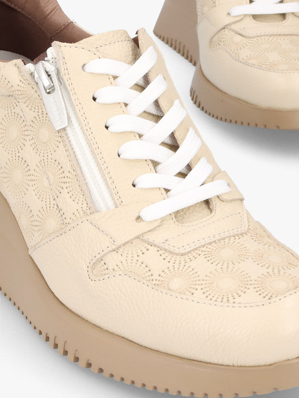 Rainbow Beige Leather Wedge Trainers