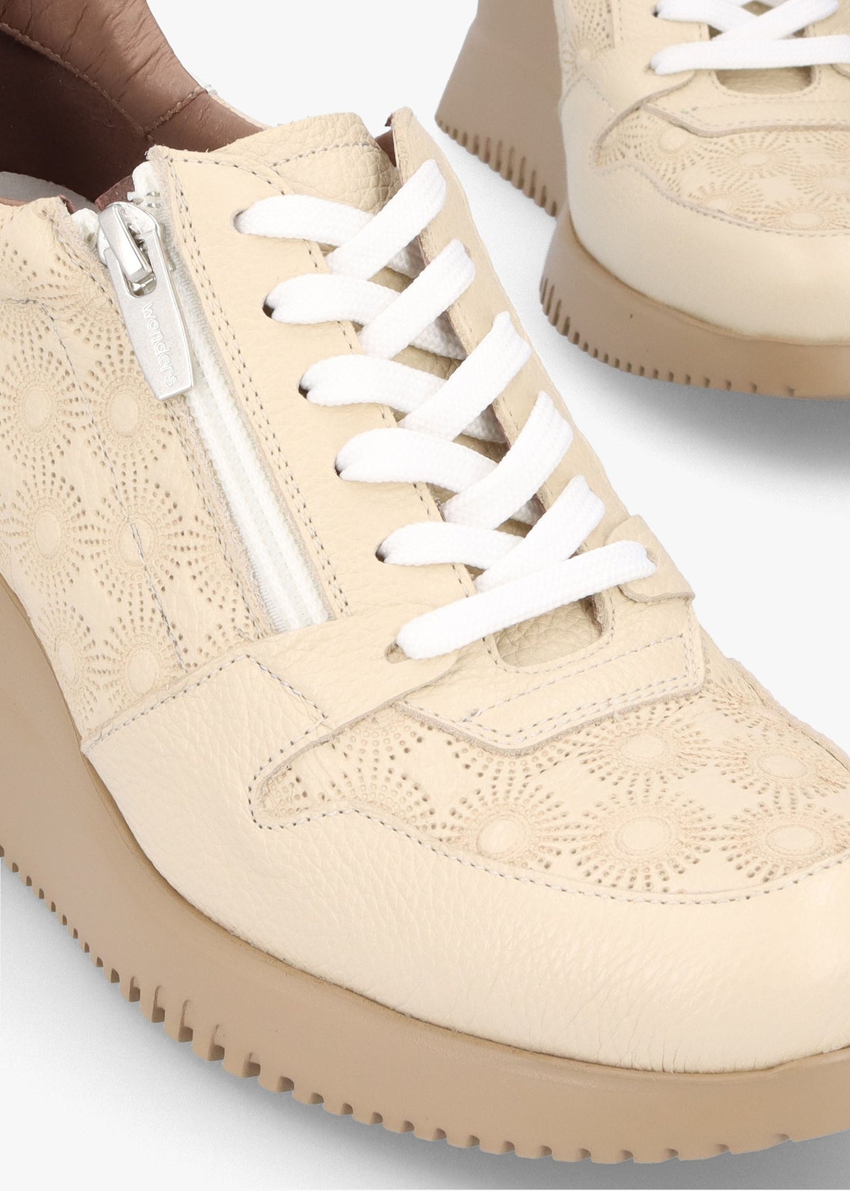 Rainbow Beige Leather Wedge Trainers