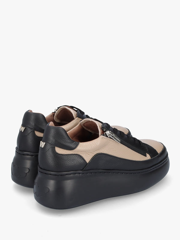 Tyler Taupe & Black Leather Flatform Trainers