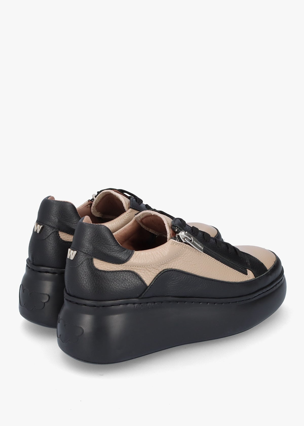 Tyler Taupe & Black Leather Flatform Trainers