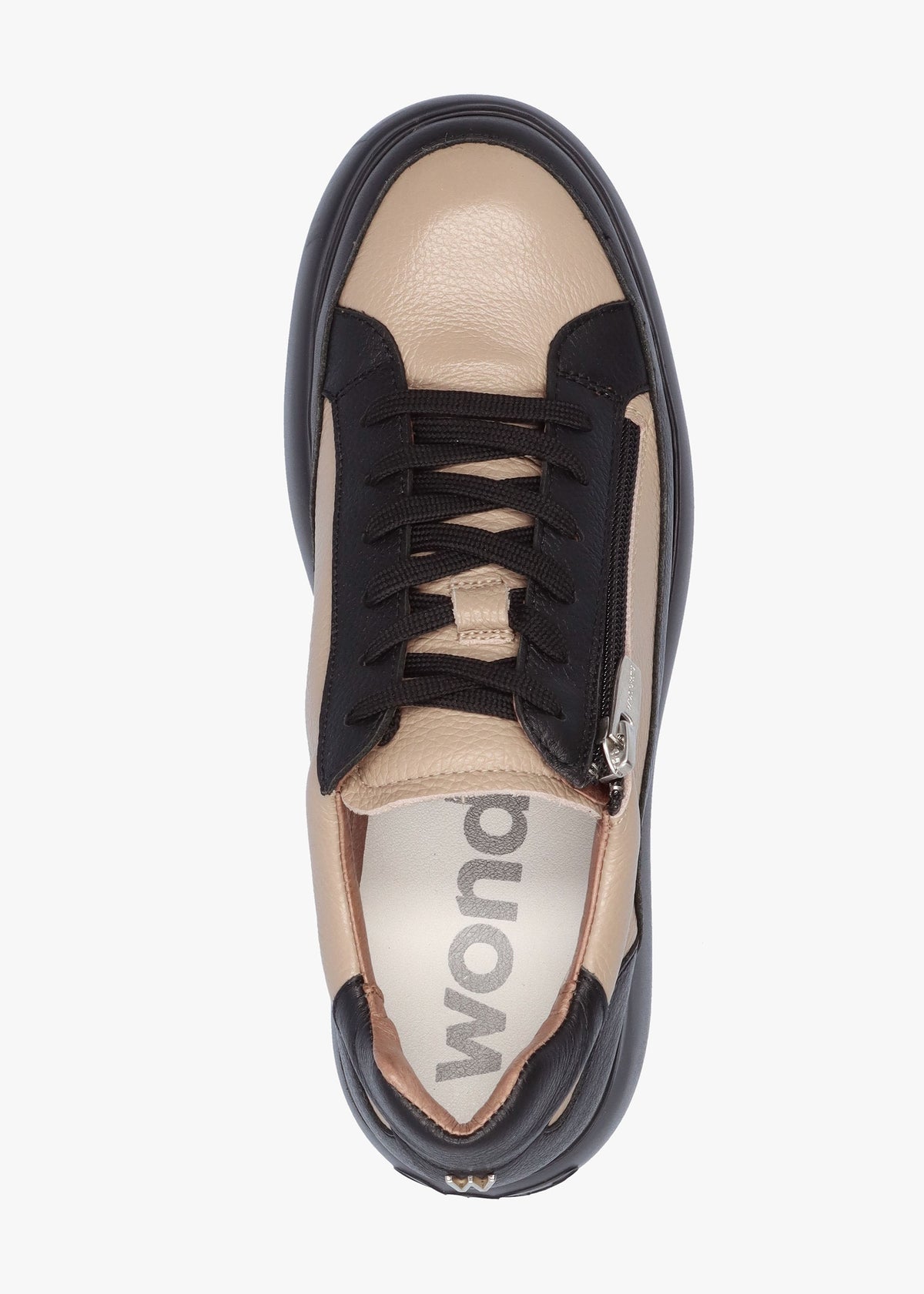 Tyler Taupe & Black Leather Flatform Trainers