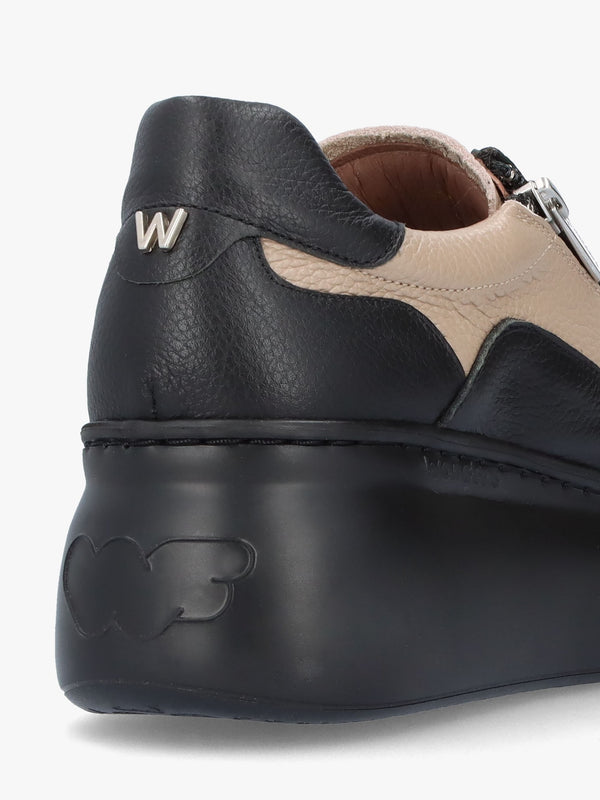 Tyler Taupe & Black Leather Flatform Trainers