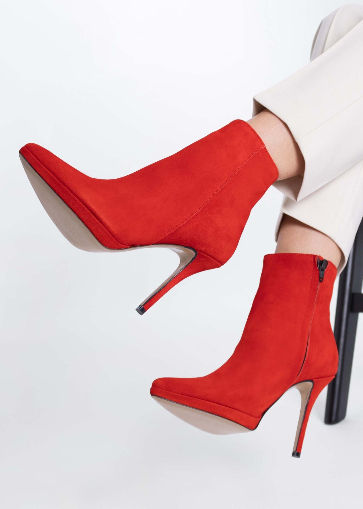 Abigail Red Suede Platform Ankle Boots