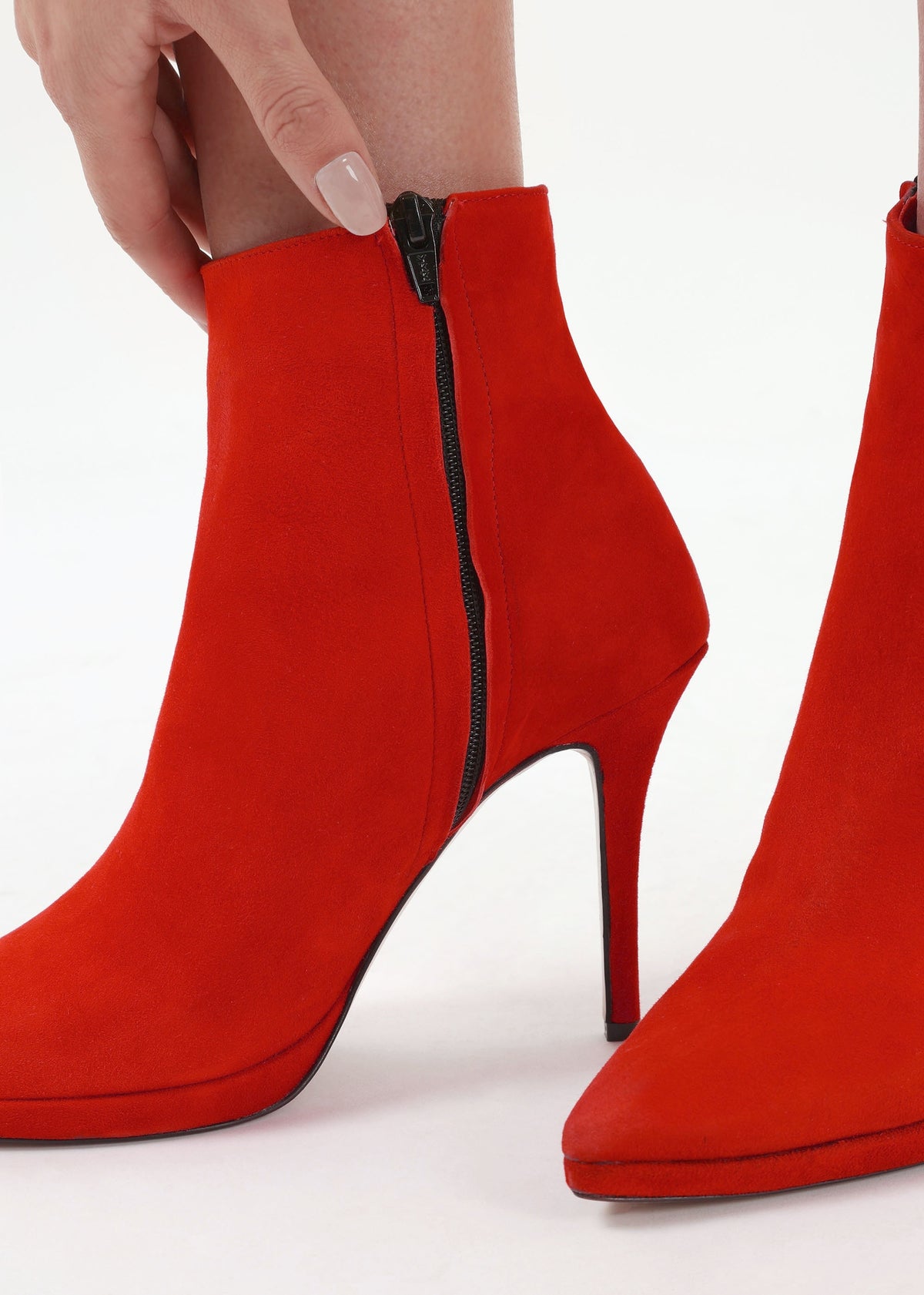 Abigail Red Suede Platform Ankle Boots