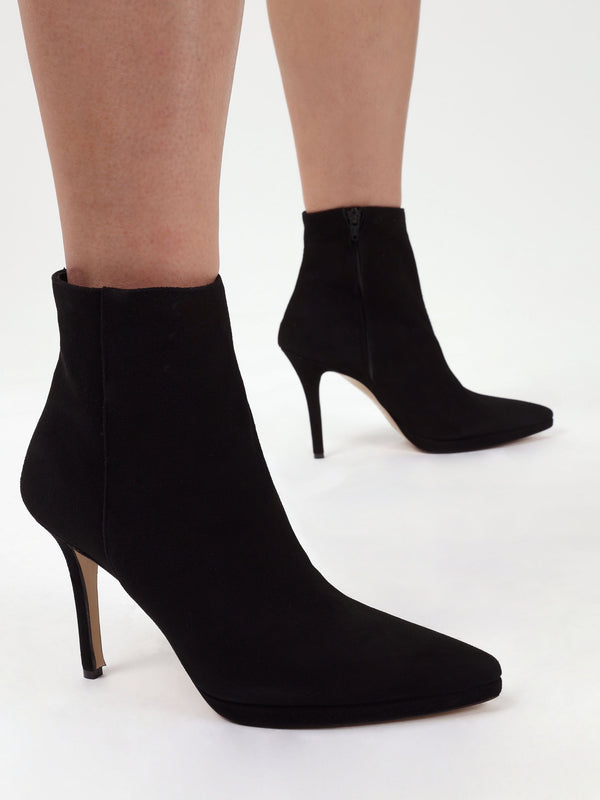 Abigail Black Suede Platform Ankle Boots