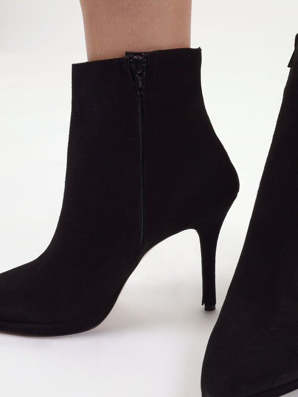 Abigail Black Suede Platform Ankle Boots