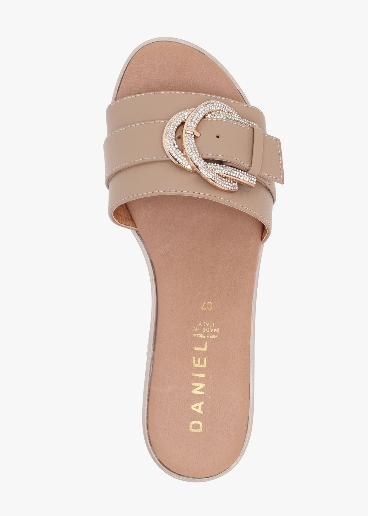 Recrys Tan Leather Embellished Flat Mules