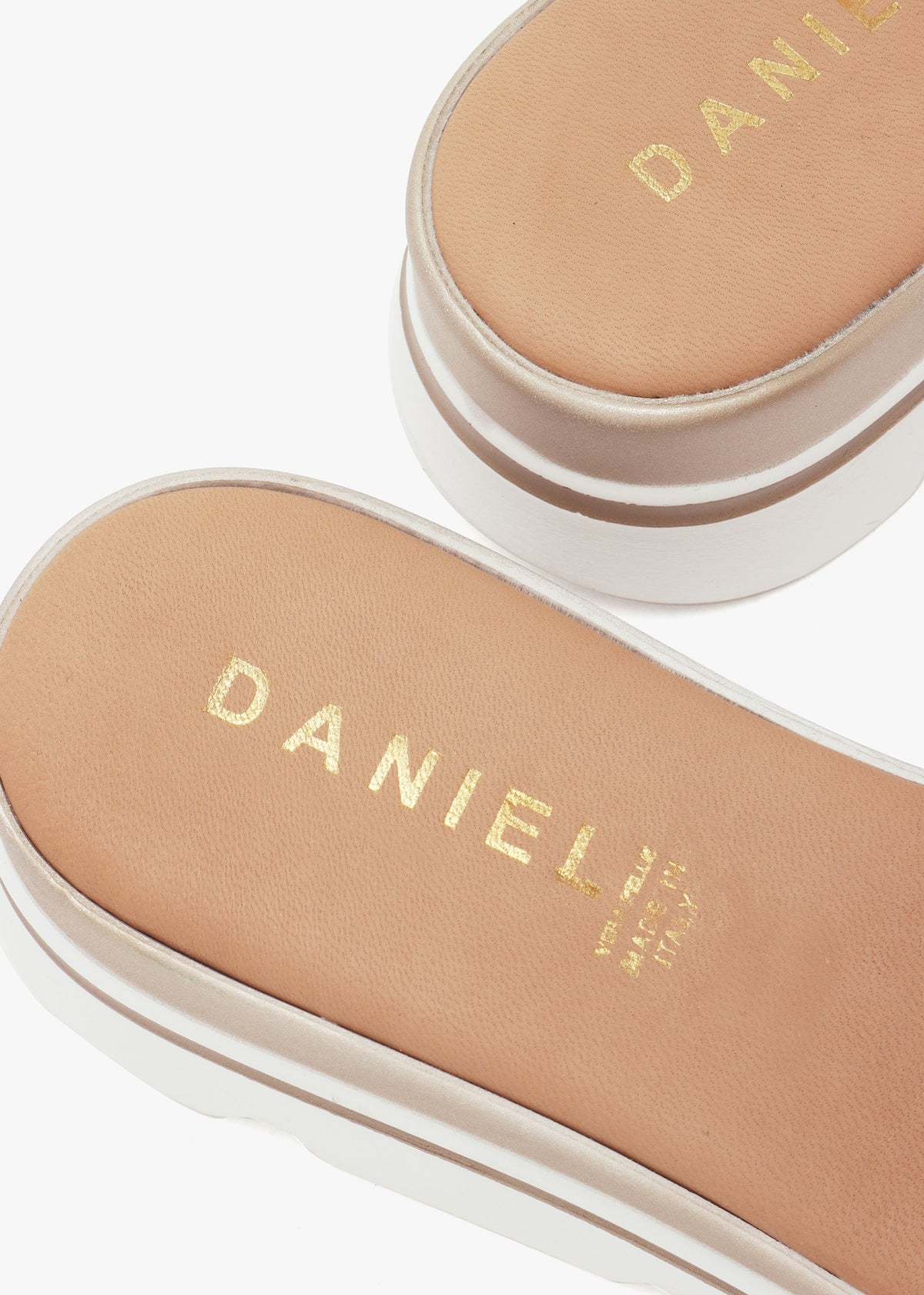 Recrys Gold Leather Embellished Flat Mules