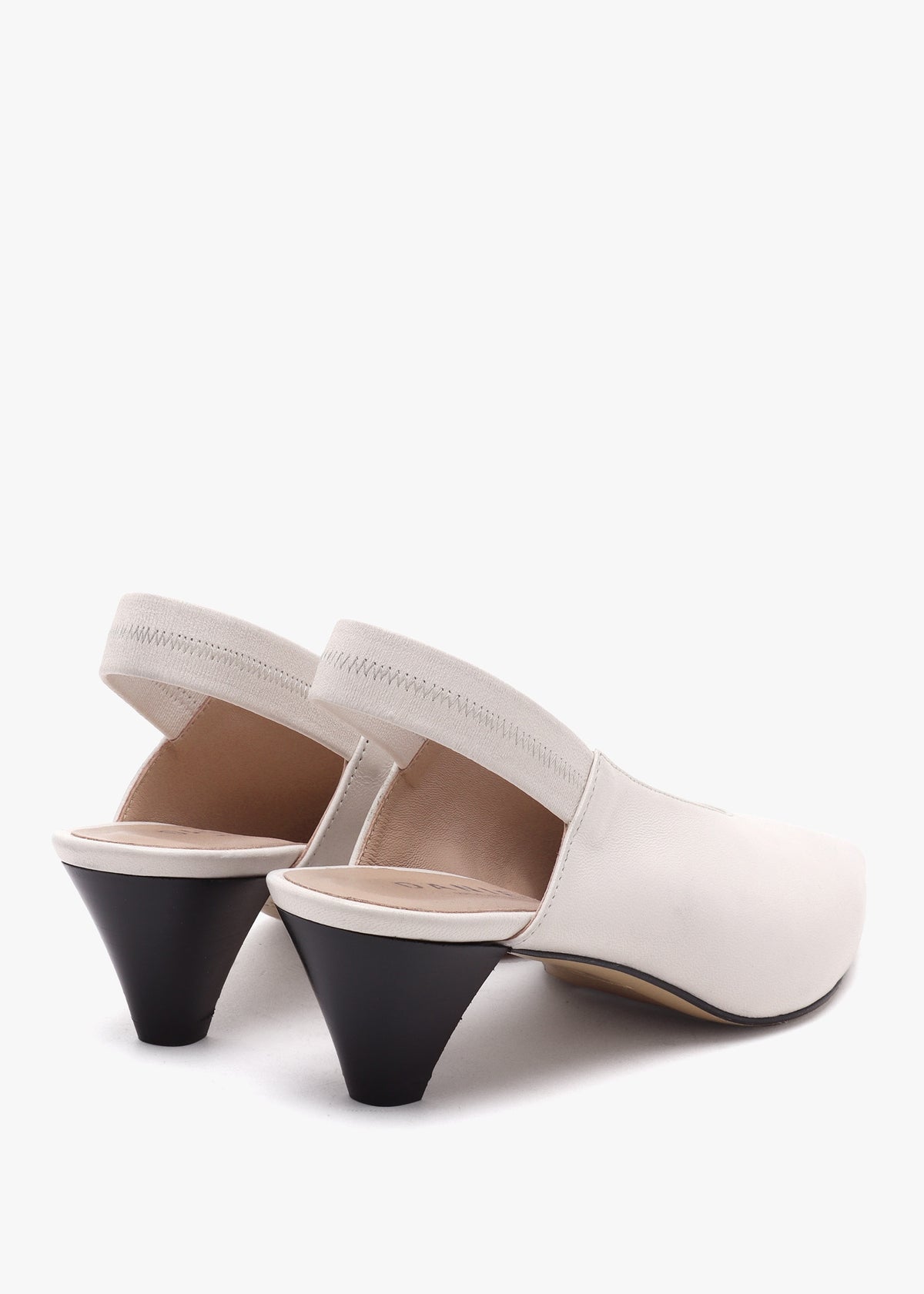Sani Cream Leather Pointed Almond Toe Heeled Sling Backs