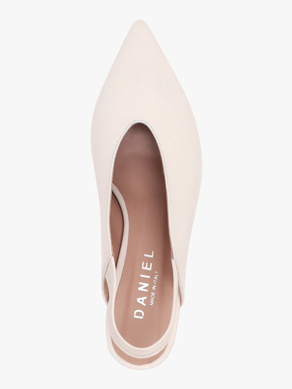 Sani Cream Leather Pointed Almond Toe Heeled Sling Backs