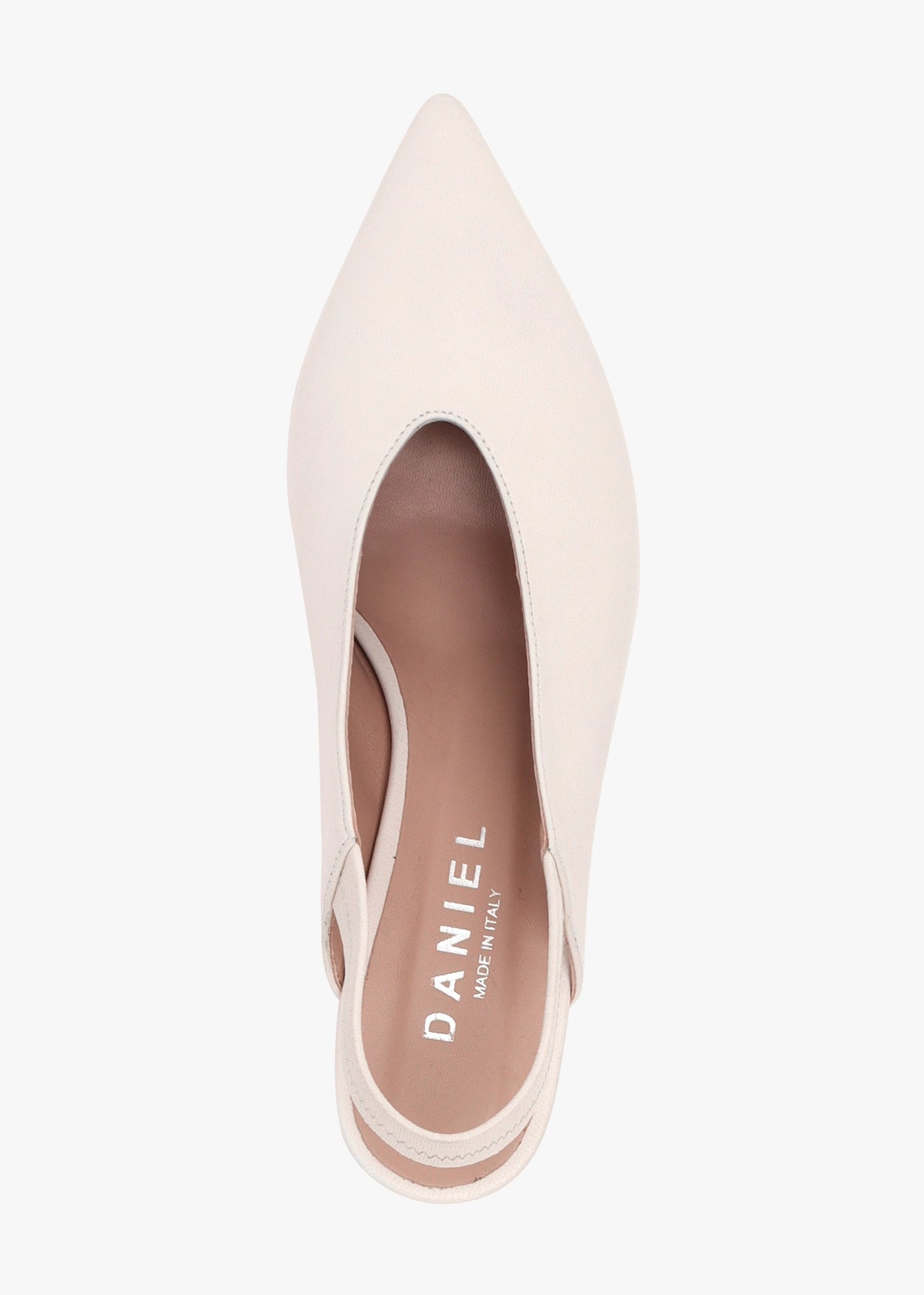 Sani Cream Leather Pointed Almond Toe Heeled Sling Backs