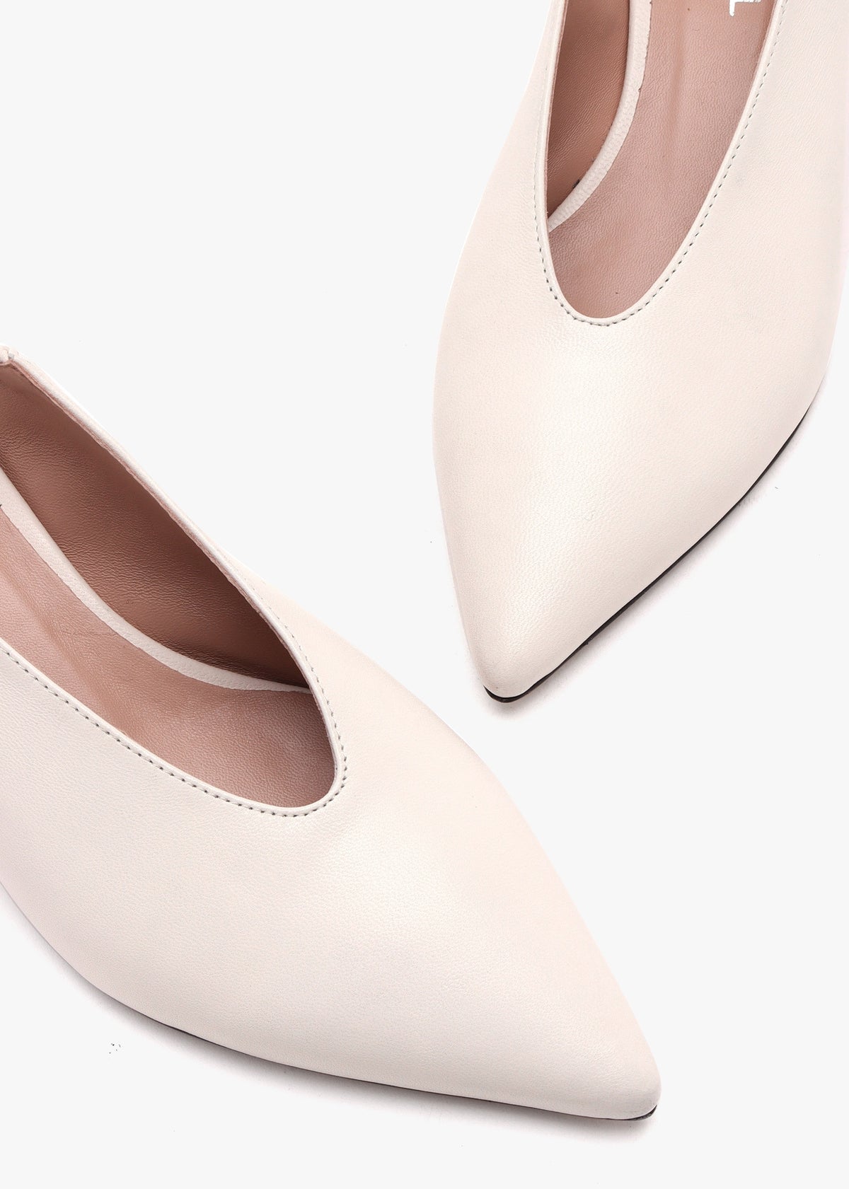 Sani Cream Leather Pointed Almond Toe Heeled Sling Backs
