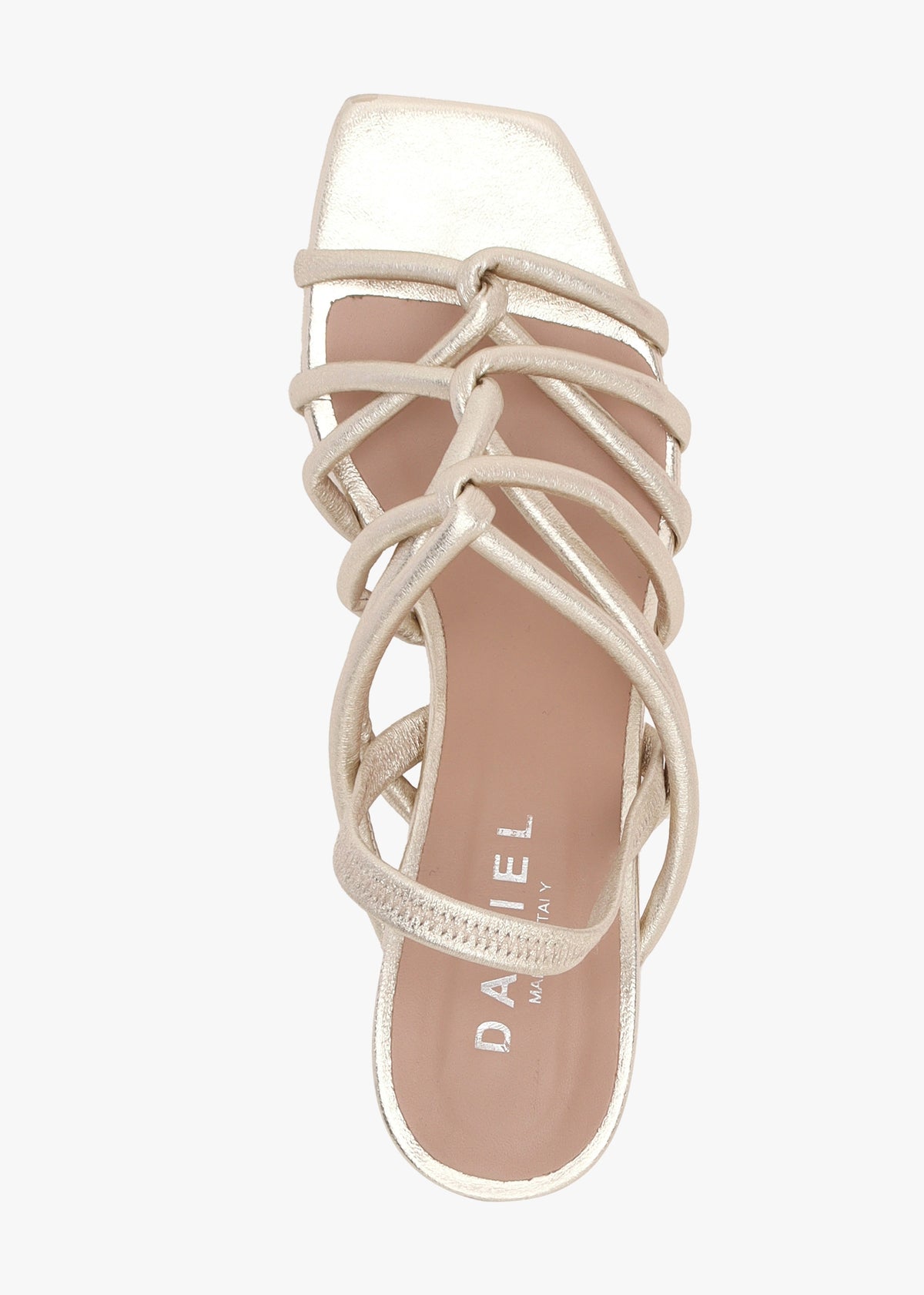 Sanuma Gold Leather Mini Pillow Strap Heeled Sandals