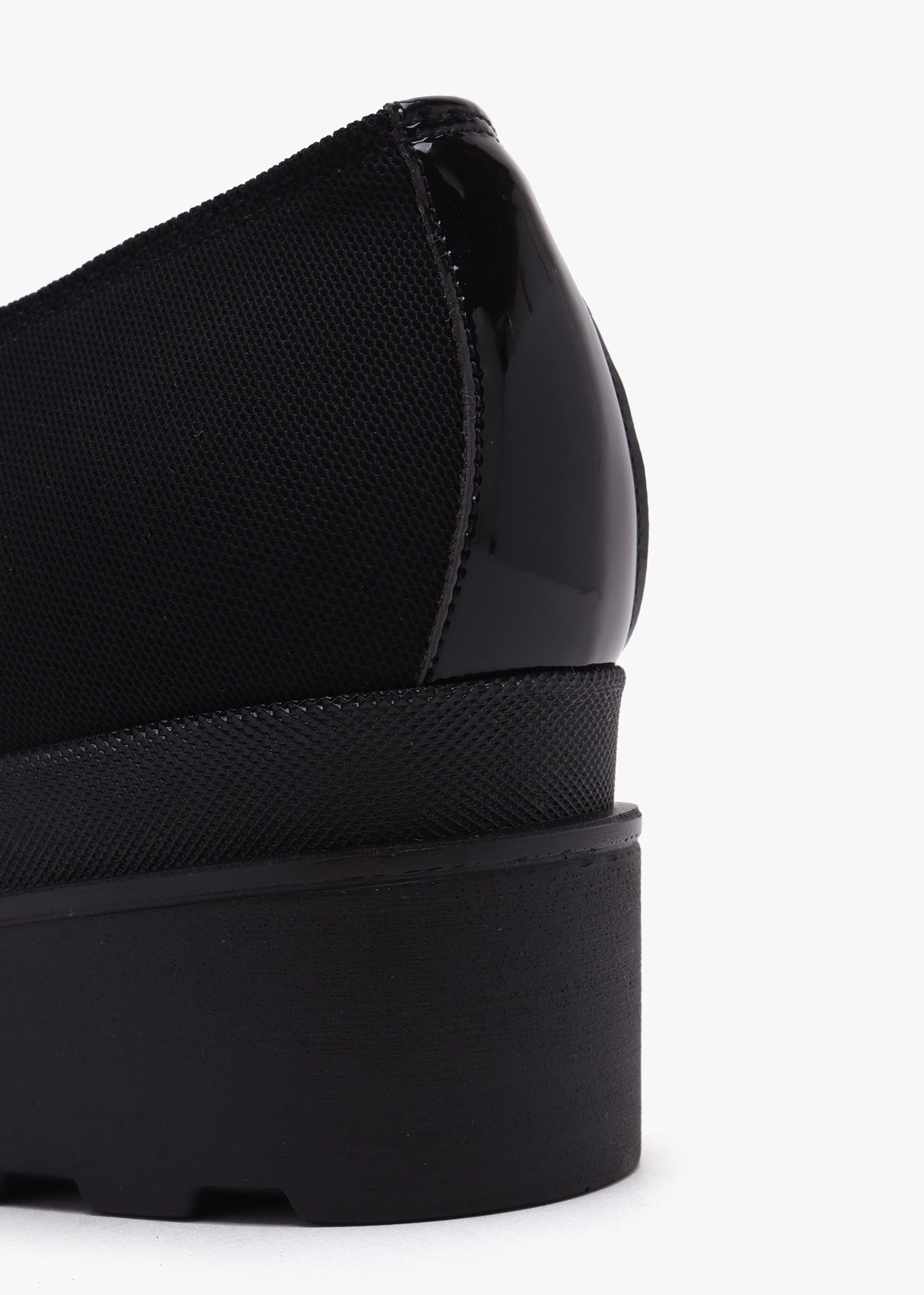 Crocus Black Fabric Low Wedge Trouser Shoes